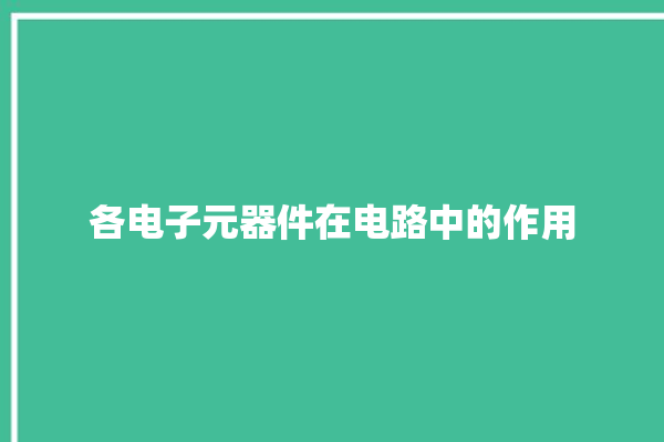 各电子元器件在电路中的作用