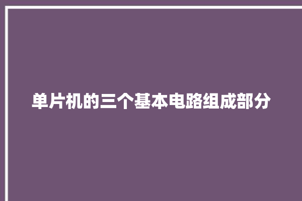 单片机的三个基本电路组成部分