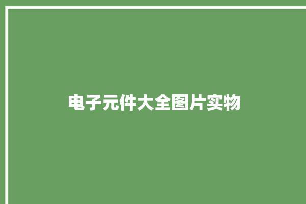 电子元件大全图片实物