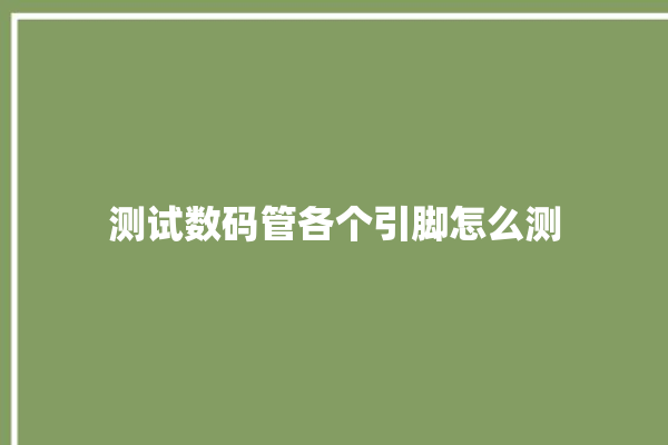 测试数码管各个引脚怎么测