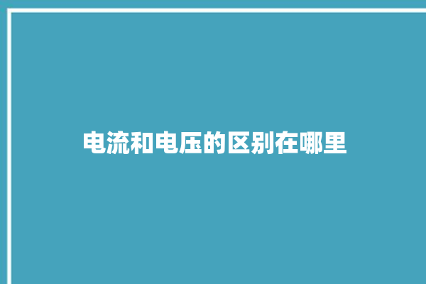 电流和电压的区别在哪里