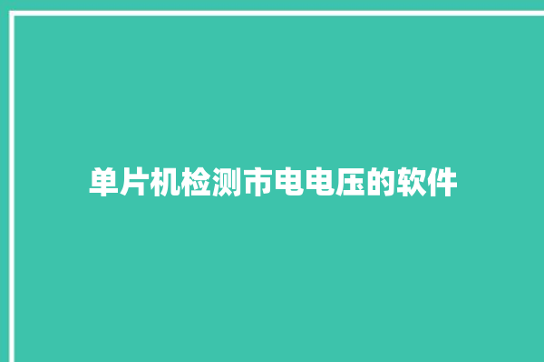 单片机检测市电电压的软件