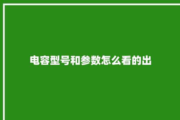 电容型号和参数怎么看的出