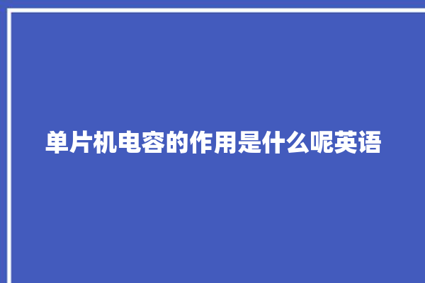 单片机电容的作用是什么呢英语