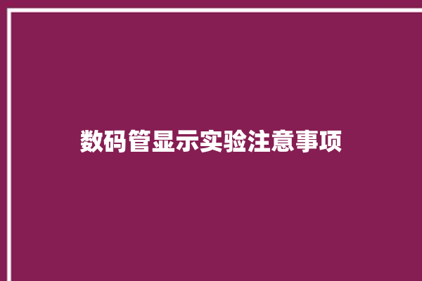 数码管显示实验注意事项