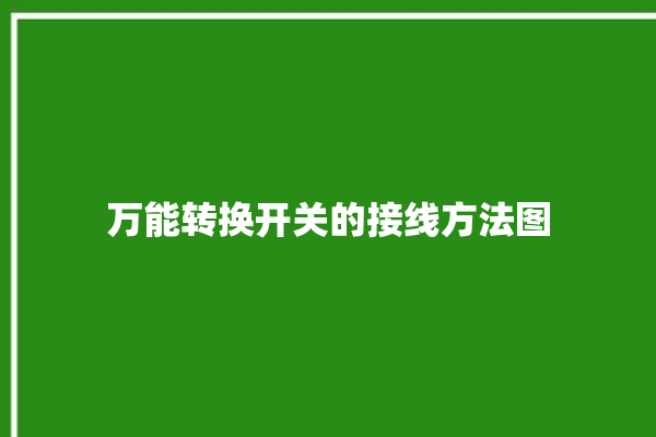 万能转换开关的接线方法图