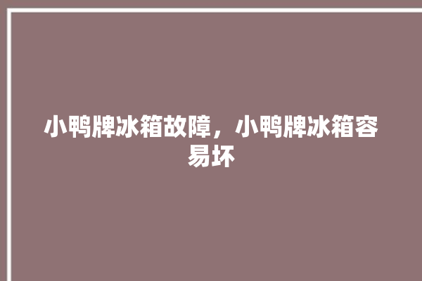 小鸭牌冰箱故障，小鸭牌冰箱容易坏