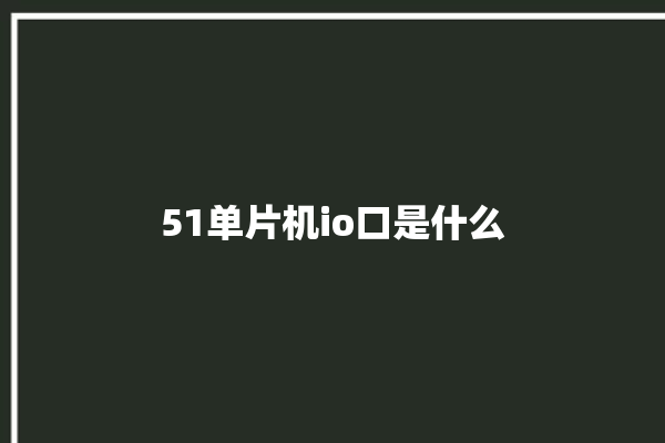 51单片机io口是什么