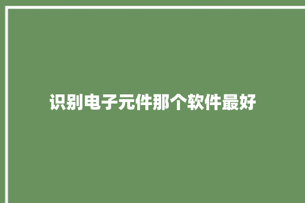 识别电子元件那个软件最好