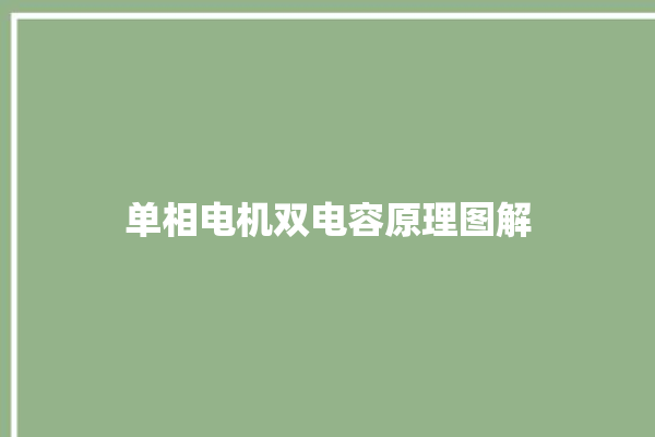 单相电机双电容原理图解