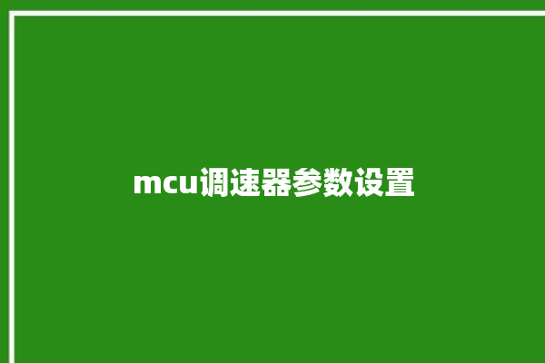 mcu调速器参数设置