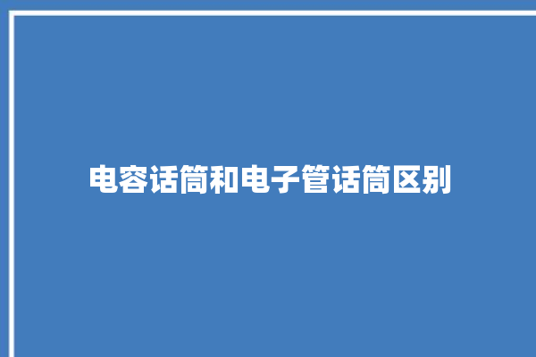 电容话筒和电子管话筒区别