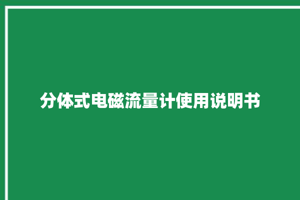 分体式电磁流量计使用说明书