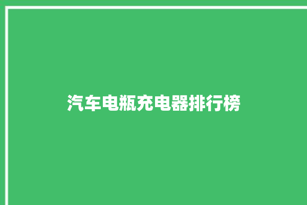 汽车电瓶充电器排行榜