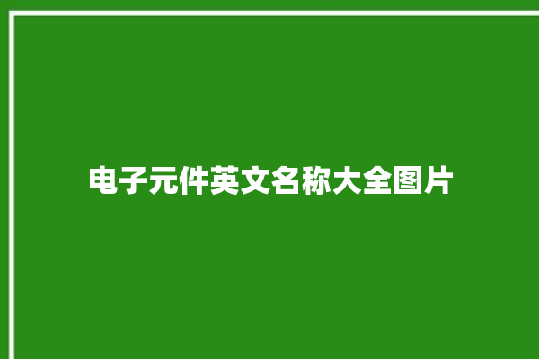 电子元件英文名称大全图片