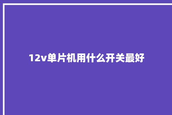 12v单片机用什么开关最好