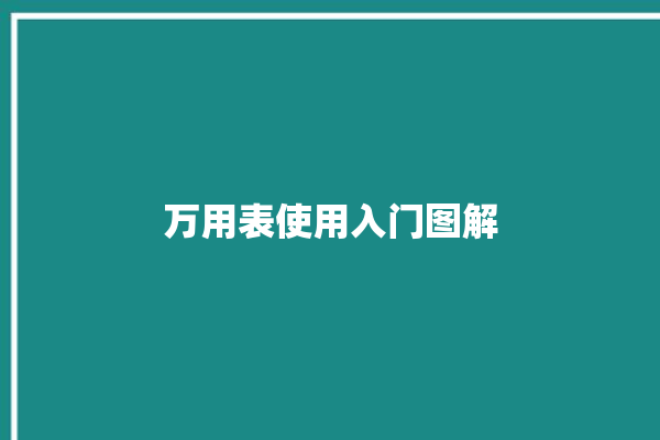 万用表使用入门图解