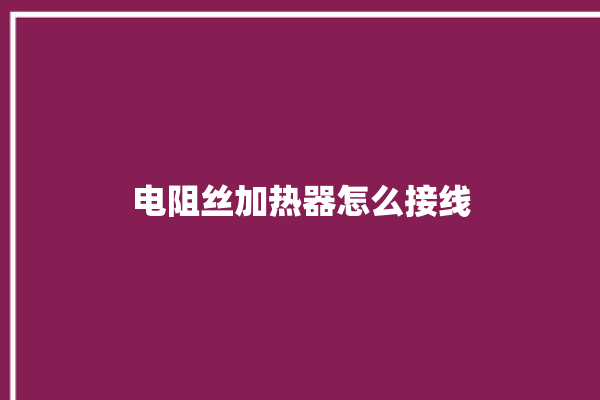 电阻丝加热器怎么接线