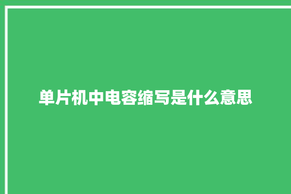 单片机中电容缩写是什么意思