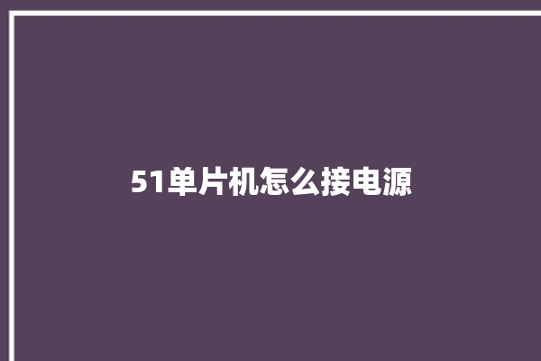 51单片机怎么接电源