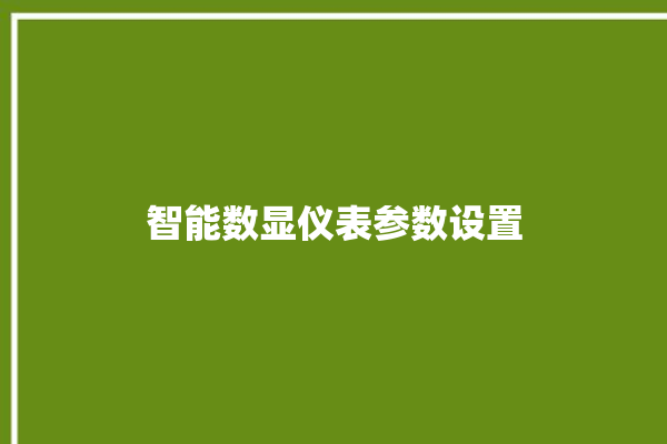 智能数显仪表参数设置