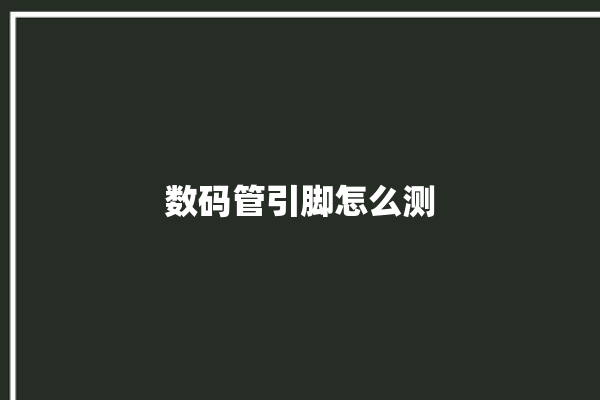 数码管引脚怎么测