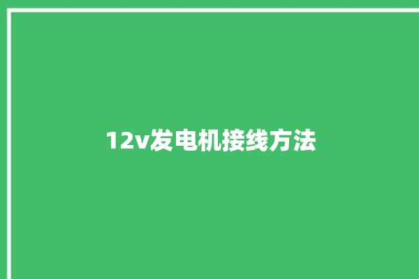 12v发电机接线方法