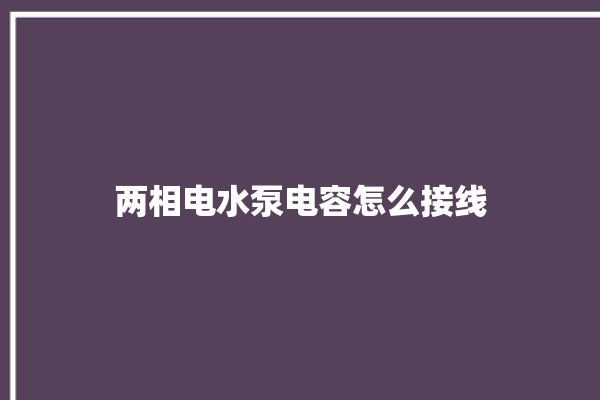 两相电水泵电容怎么接线