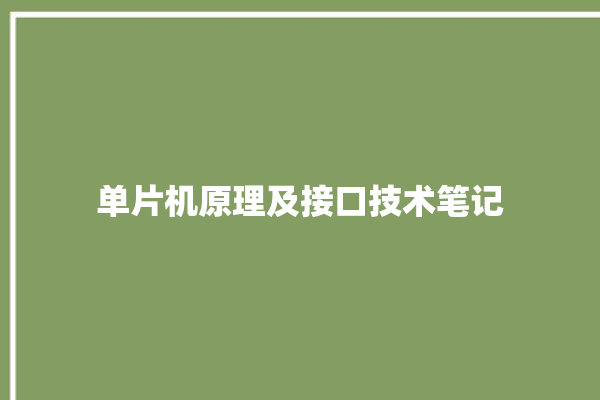 单片机原理及接口技术笔记