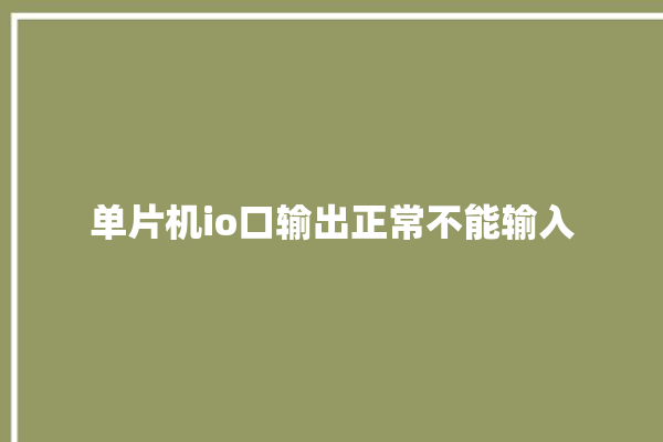 单片机io口输出正常不能输入