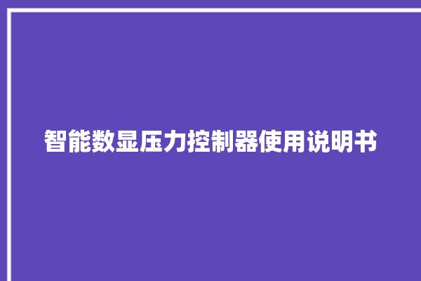 智能数显压力控制器使用说明书