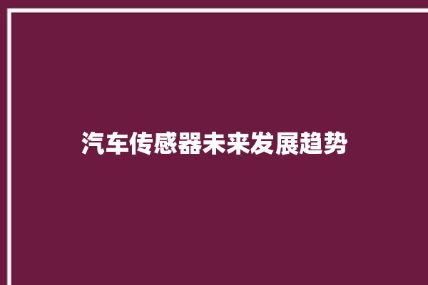 汽车传感器未来发展趋势