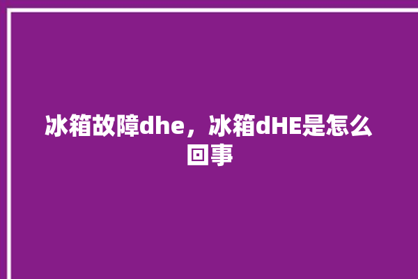 冰箱故障dhe，冰箱dHE是怎么回事