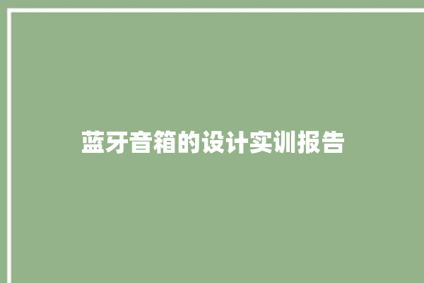 蓝牙音箱的设计实训报告