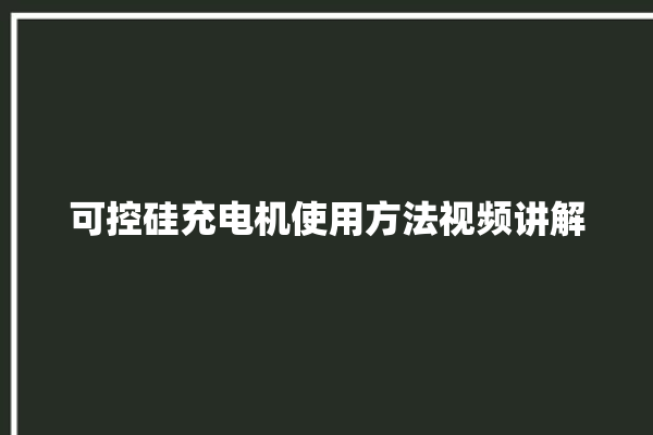 可控硅充电机使用方法视频讲解