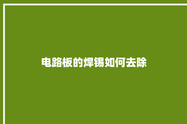 电路板的焊锡如何去除