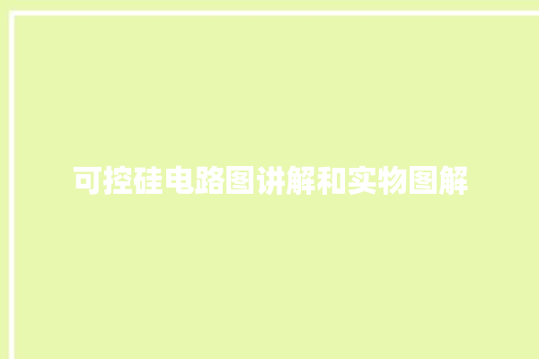 可控硅电路图讲解和实物图解