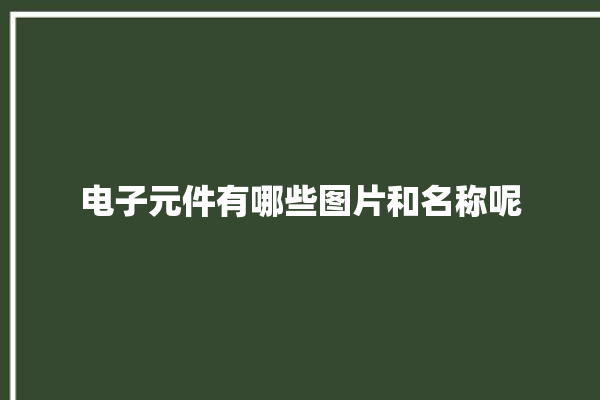 电子元件有哪些图片和名称呢