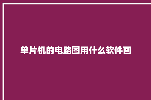 单片机的电路图用什么软件画