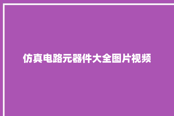 仿真电路元器件大全图片视频