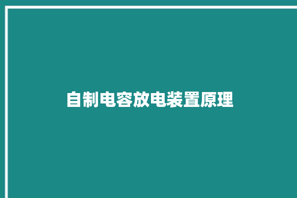 自制电容放电装置原理