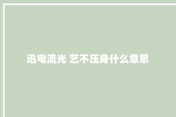 迅电流光 艺不压身什么意思