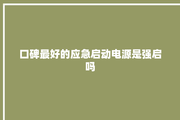 口碑最好的应急启动电源是强启吗