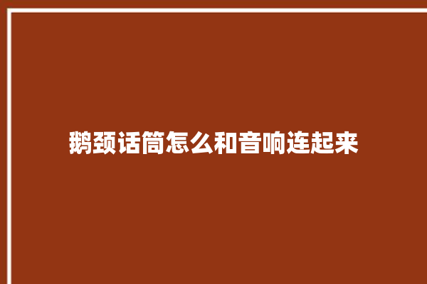 鹅颈话筒怎么和音响连起来