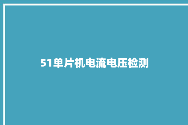 51单片机电流电压检测