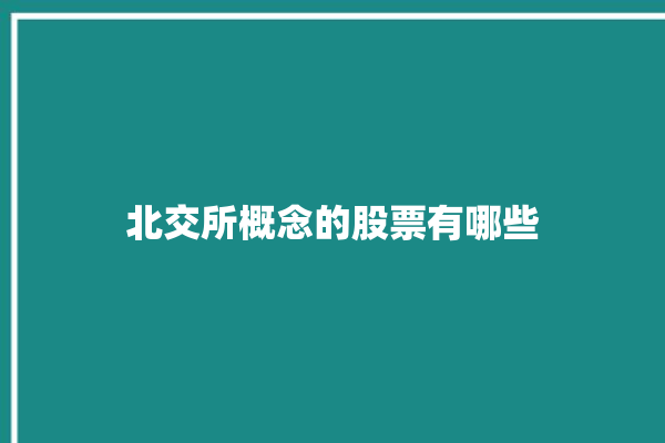 北交所概念的股票有哪些