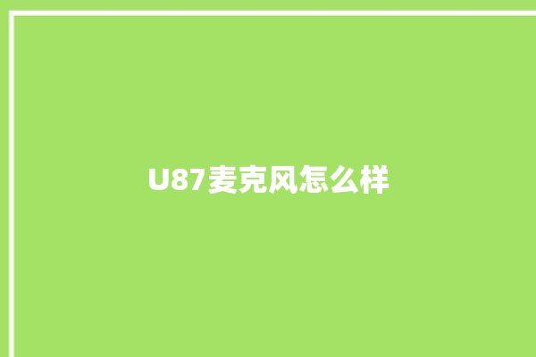 U87麦克风怎么样