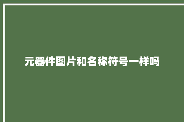 元器件图片和名称符号一样吗