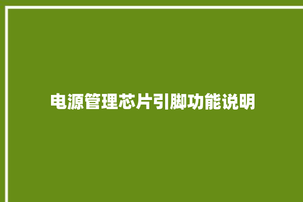 电源管理芯片引脚功能说明