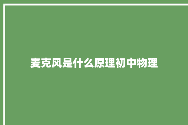 麦克风是什么原理初中物理